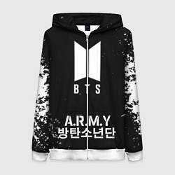 Толстовка на молнии женская BTS ARMY, цвет: 3D-белый