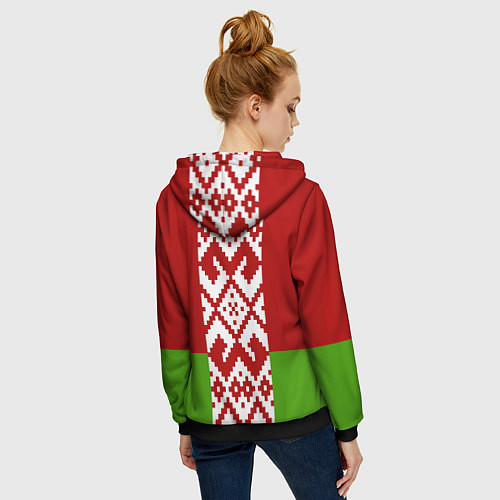 Женская толстовка на молнии Беларусь флаг / 3D-Черный – фото 4