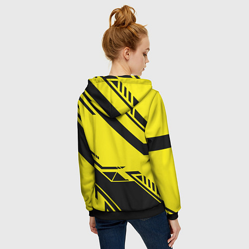 Женская толстовка на молнии Cyberpunk 2077: Yellow Samurai / 3D-Черный – фото 4