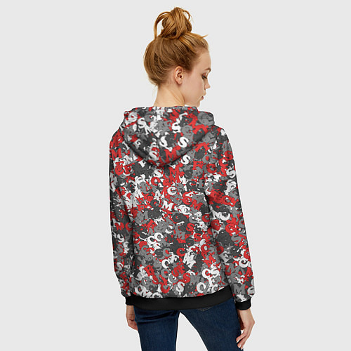 Женская толстовка на молнии Камуфляж с буквами F C S M / 3D-Черный – фото 4