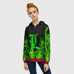 Толстовка на молнии женская L letter flame, цвет: 3D-красный — фото 2