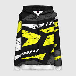 Толстовка на молнии женская Black yellow abstract sport style, цвет: 3D-белый