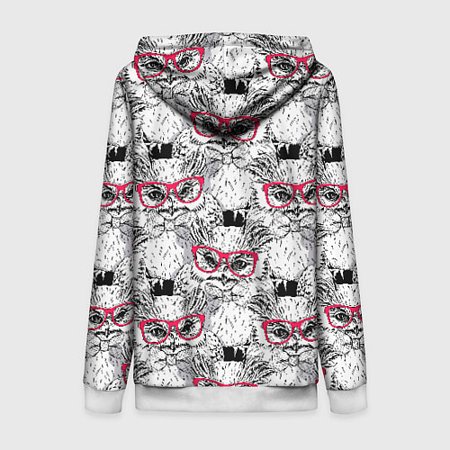 Женская толстовка на молнии Совы в очках / 3D-Белый – фото 2