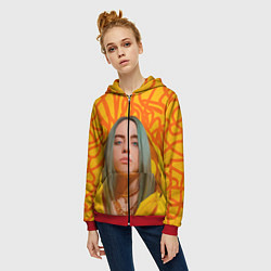 Толстовка на молнии женская Billie Eilish, цвет: 3D-красный — фото 2