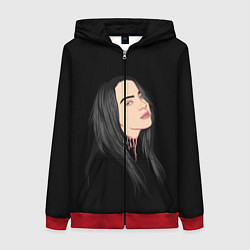 Толстовка на молнии женская Billie Eilish: Black Style, цвет: 3D-красный