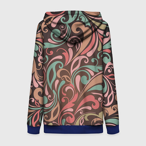 Женская толстовка на молнии Узор хохломы / 3D-Синий – фото 2