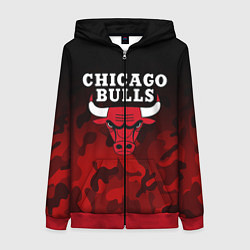 Толстовка на молнии женская CHICAGO BULLS, цвет: 3D-красный