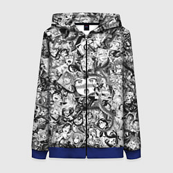 Толстовка на молнии женская Ахегао с щупальцами, цвет: 3D-синий