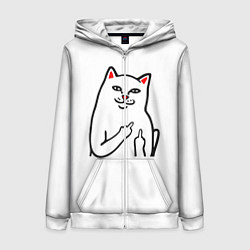 Толстовка на молнии женская Meme Cat, цвет: 3D-белый