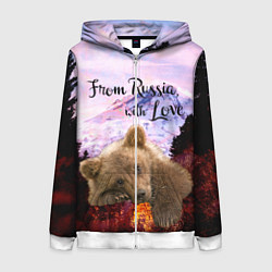Толстовка на молнии женская Из России с любовью, цвет: 3D-белый