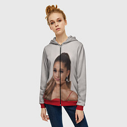 Толстовка на молнии женская Ariana Grande Ариана Гранде, цвет: 3D-красный — фото 2