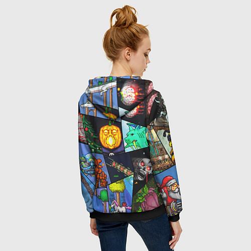 Женская толстовка на молнии Terraria allpic / 3D-Черный – фото 4