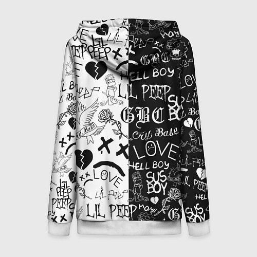 Женская толстовка на молнии LIL PEEP LOGOBOMBING / 3D-Белый – фото 2