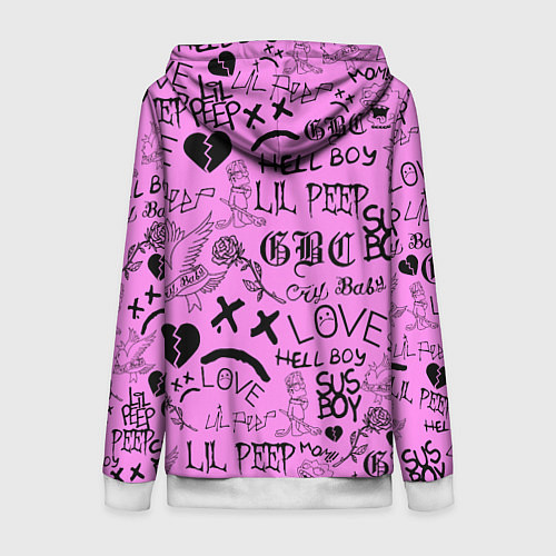 Женская толстовка на молнии LIL PEEP LOGOBOMBING / 3D-Белый – фото 2