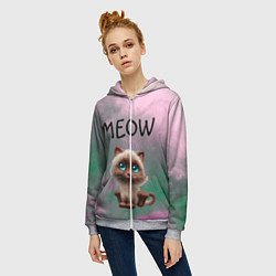 Толстовка на молнии женская Кошечка, цвет: 3D-меланж — фото 2