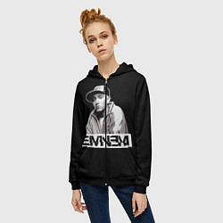 Толстовка на молнии женская Eminem, цвет: 3D-черный — фото 2
