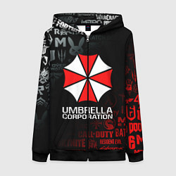 Толстовка на молнии женская RESIDENT EVIL UMBRELLA CORP, цвет: 3D-черный