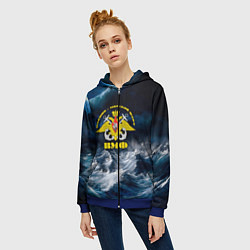 Толстовка на молнии женская Военно-морской флот, цвет: 3D-синий — фото 2