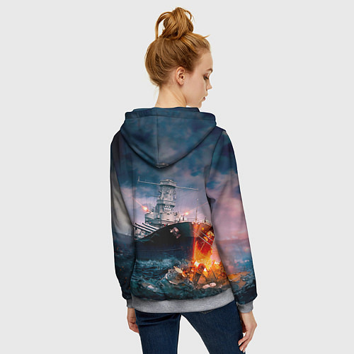 Женская толстовка на молнии ВМФ / 3D-Меланж – фото 4