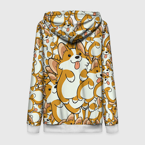 Женская толстовка на молнии Корги / 3D-Белый – фото 2