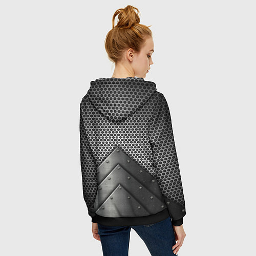 Женская толстовка на молнии Броня металлическая / 3D-Черный – фото 4
