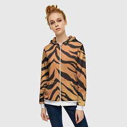 Толстовка на молнии женская Тигриный камуфляж, цвет: 3D-белый — фото 2