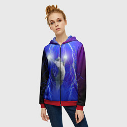 Толстовка на молнии женская Грозовой кошак, цвет: 3D-красный — фото 2