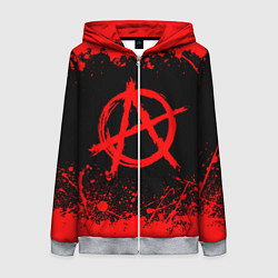 Толстовка на молнии женская АНАРХИЯ, цвет: 3D-меланж