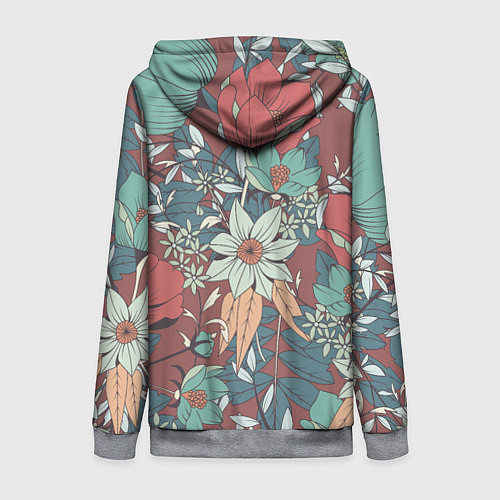 Женская толстовка на молнии Цветочный арт / 3D-Меланж – фото 2