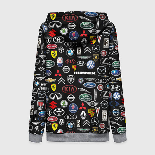 Женская толстовка на молнии ЛОГОТИПЫ АВТО БРЕНДОВ / 3D-Меланж – фото 2