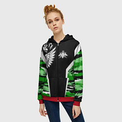 Толстовка на молнии женская Пограничные Войска, цвет: 3D-красный — фото 2