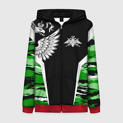 Толстовка на молнии женская Пограничные Войска, цвет: 3D-красный