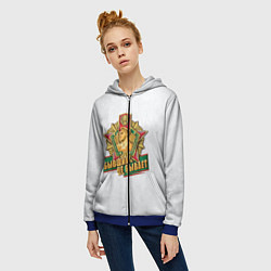 Толстовка на молнии женская Бывших не бывает погранвойска, цвет: 3D-синий — фото 2