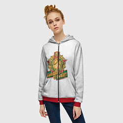 Толстовка на молнии женская Бывших не бывает погранвойска, цвет: 3D-красный — фото 2