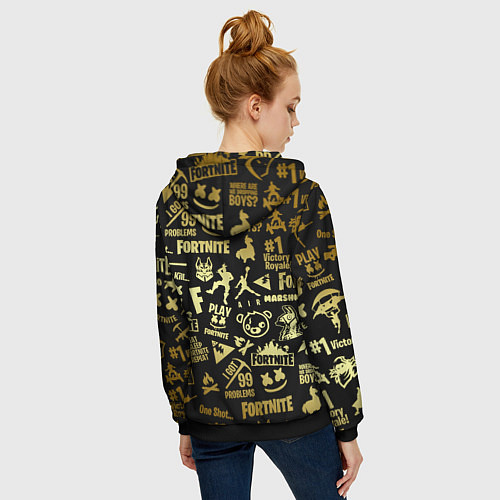 Женская толстовка на молнии FORTNITE / 3D-Черный – фото 4