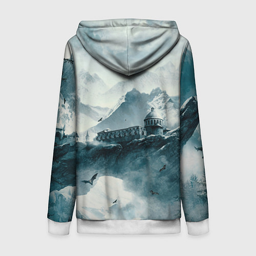 Женская толстовка на молнии Skyrim Warrior / 3D-Белый – фото 2