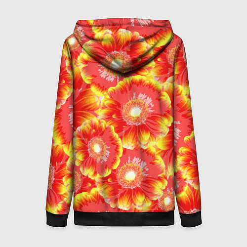 Женская толстовка на молнии Цветы / 3D-Черный – фото 2