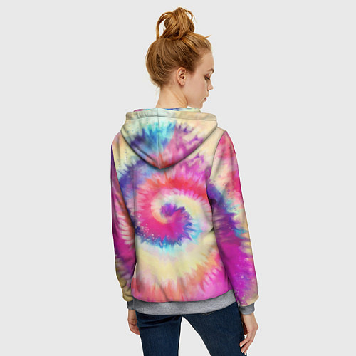 Женская толстовка на молнии Tie Dye vortex / 3D-Меланж – фото 4