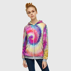 Толстовка на молнии женская Tie Dye vortex, цвет: 3D-меланж — фото 2