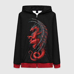 Толстовка на молнии женская Red Dragon, цвет: 3D-красный