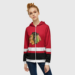 Толстовка на молнии женская Chicago Blackhawks, цвет: 3D-белый — фото 2