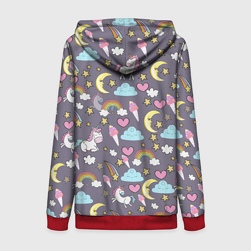 Женская толстовка на молнии Сказочный Пони / 3D-Красный – фото 2