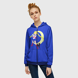 Толстовка на молнии женская СЕЙЛОР И КИСА, цвет: 3D-синий — фото 2