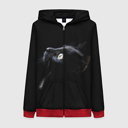 Толстовка на молнии женская Кот, цвет: 3D-красный