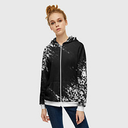 Толстовка на молнии женская БЕЛЫЕ ЧЕРЕПА, цвет: 3D-белый — фото 2