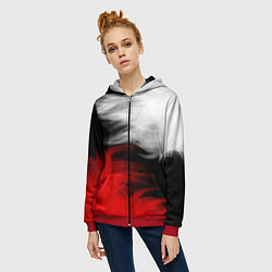 Толстовка на молнии женская ПЕРЬЯ, цвет: 3D-красный — фото 2