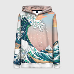 Женская толстовка на молнии Большая волна в канагаве
