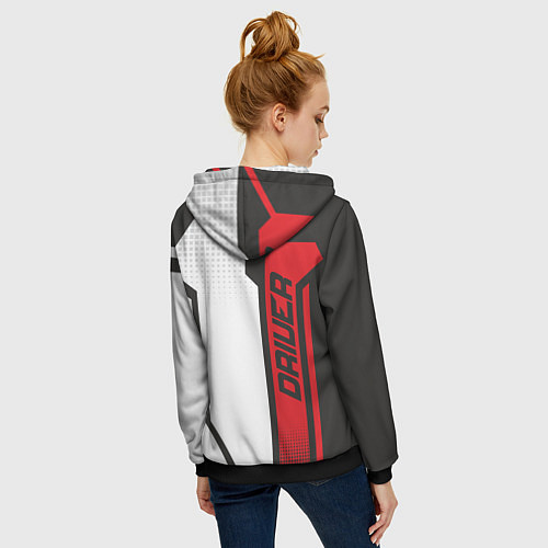 Женская толстовка на молнии Honda Driver team / 3D-Черный – фото 4