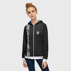 Толстовка на молнии женская BMW CARBON, цвет: 3D-белый — фото 2