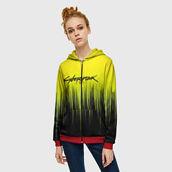 Толстовка на молнии женская CYBERPUNK 2077, цвет: 3D-красный — фото 2